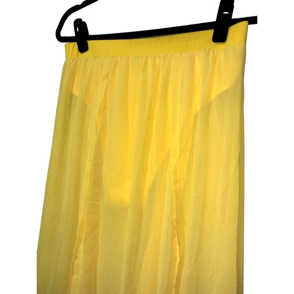 Yellow Elastic Waist Split Maxi Skirt Swim Bottom Size XL - Picture 3 of 11